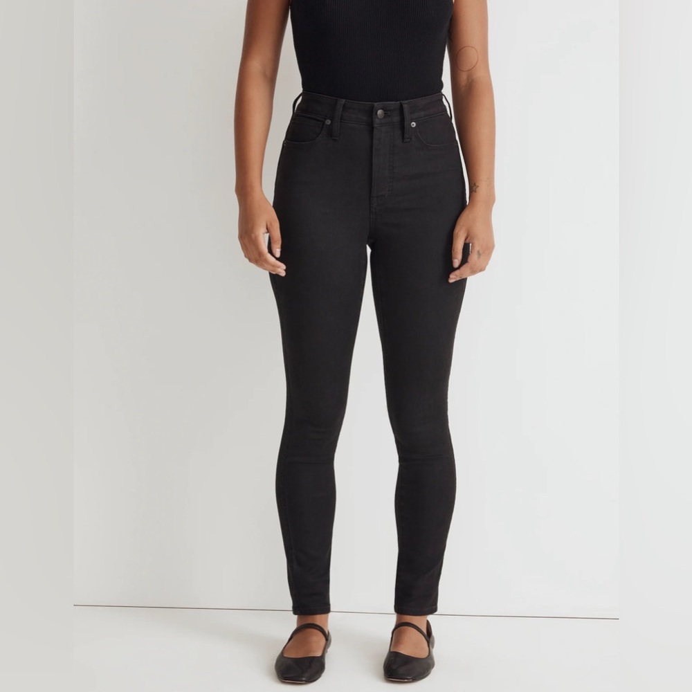Madewell Womens Black High Rise Stretch Curvy Skinny Jeans, Black, 25 Tall/25T